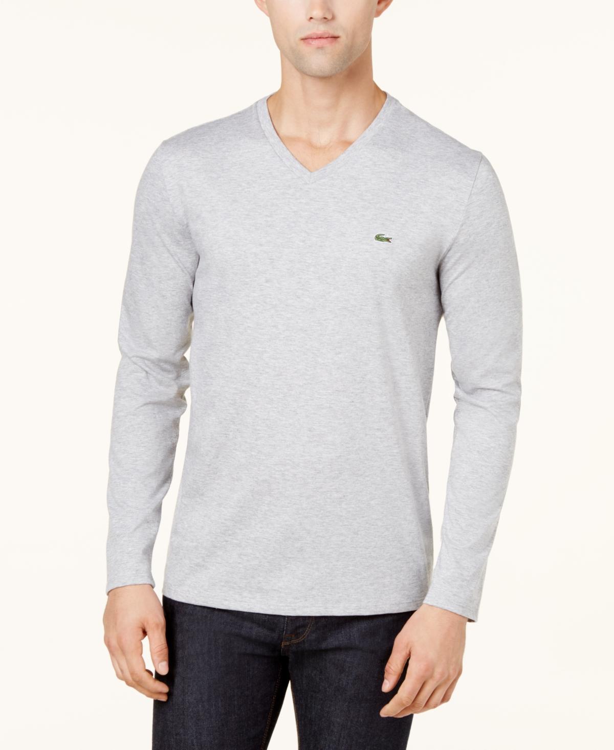 Lacoste Mens V-Neck Casual Long Sleeve Jersey T-Shirt Product Image