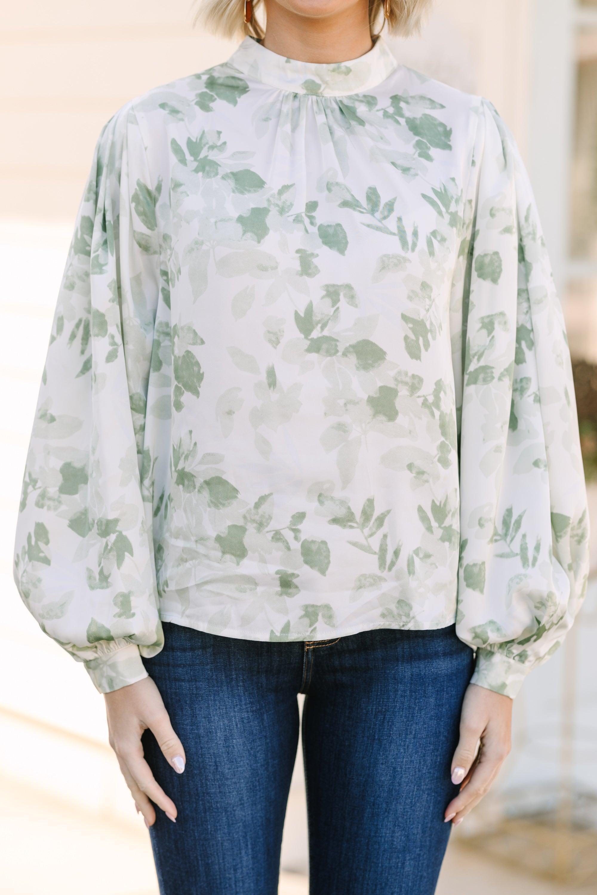 On My Mind Green Floral Blouse Female Product Image