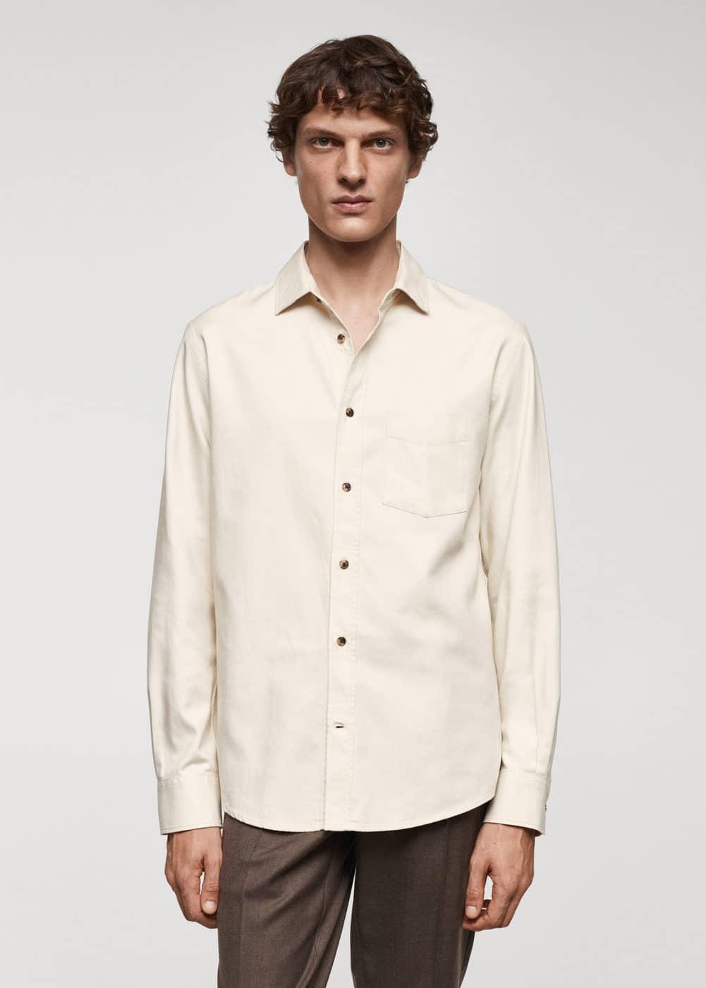 MANGO MAN - Brushed cotton twill shirt sandMen Product Image