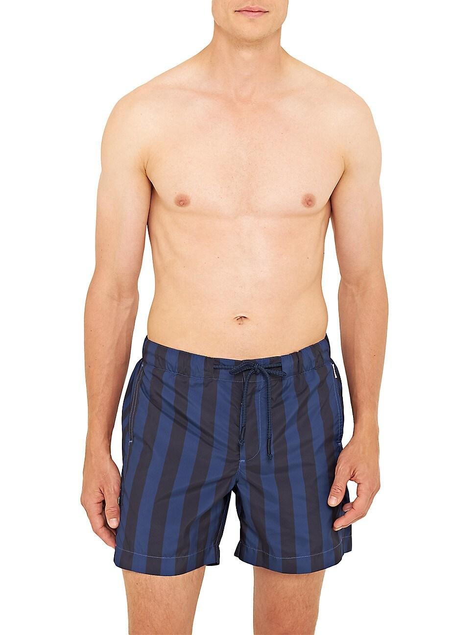 Mens Bulldog Striped Drawstring Swim Shorts Product Image