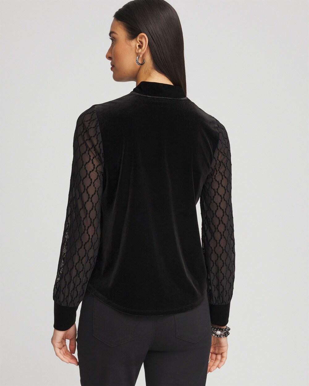 Velvet V-neck Long Sleeve Top Product Image