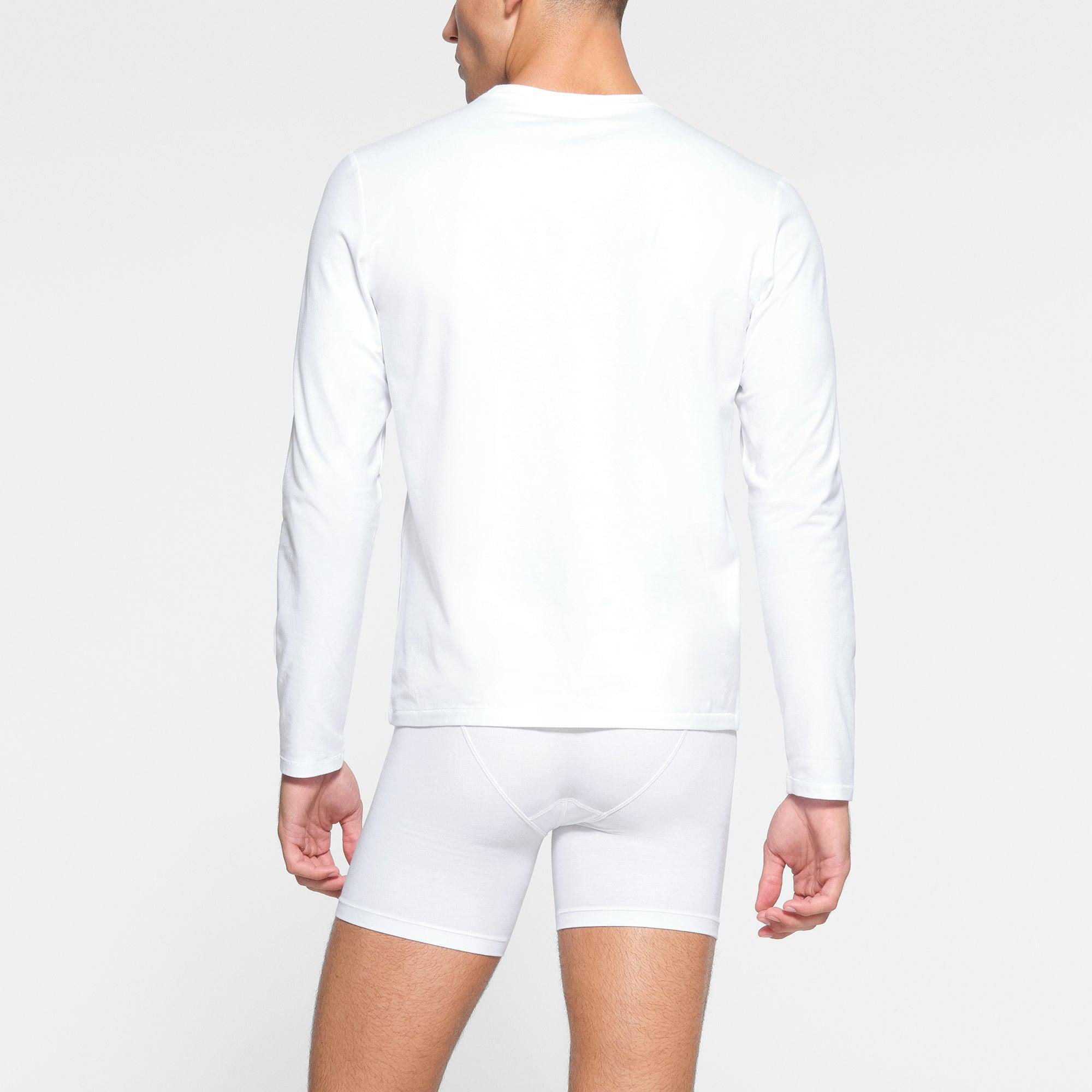 SKIMS COTTON MENS LONG SLEEVE T-SHIRT | CHALK Product Image