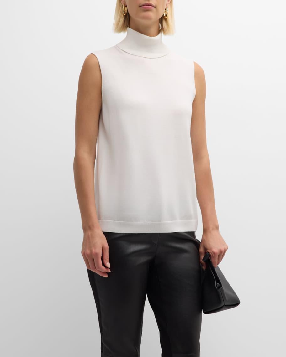 Sleeveless Matte Crepe Turtleneck Pullover Product Image