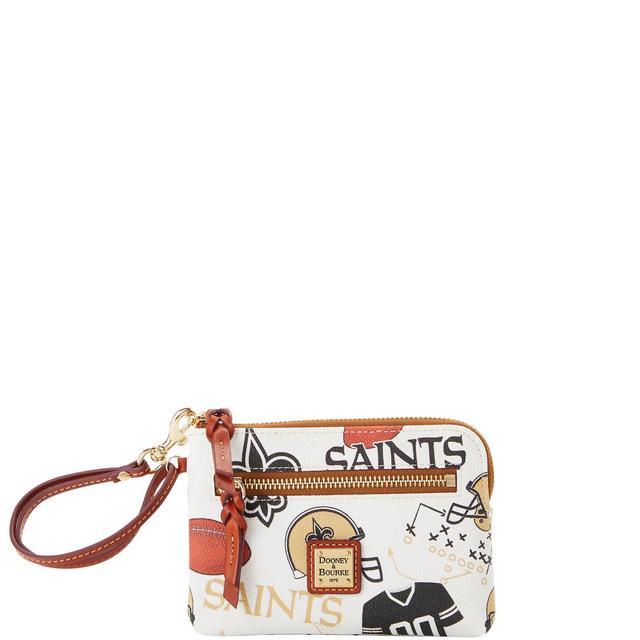 Dooney & Bourke Womens NFL Saints Zip Around Coated Cotton Wristlet in White Multi Product Image