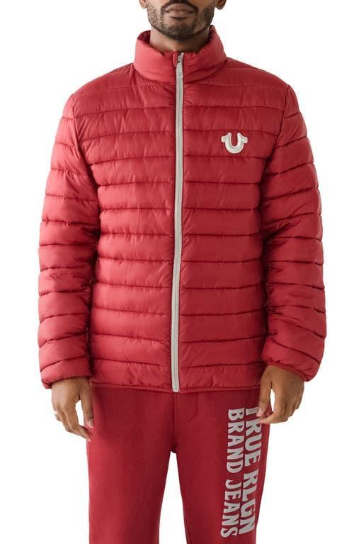 Mens Horseshoe Logo Puffer Jacket | Ruby Red | Product Image