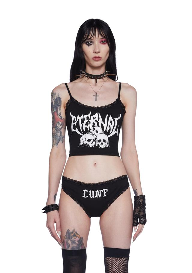 Widow Eternal Cunt Lounge PJ Lingerie Set Goth Skulls - Black Product Image