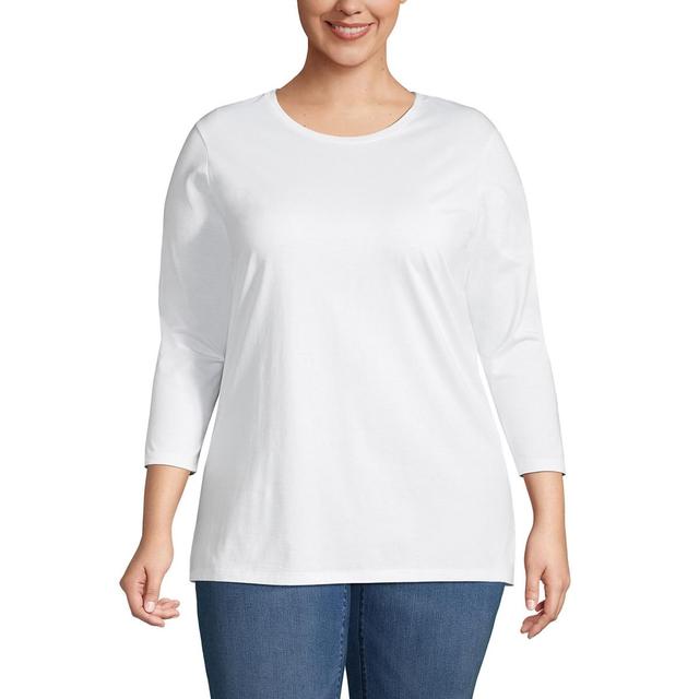 Plus Size Lands End Supima Cotton Relaxed Fit Crewneck Tunic, Womens Product Image