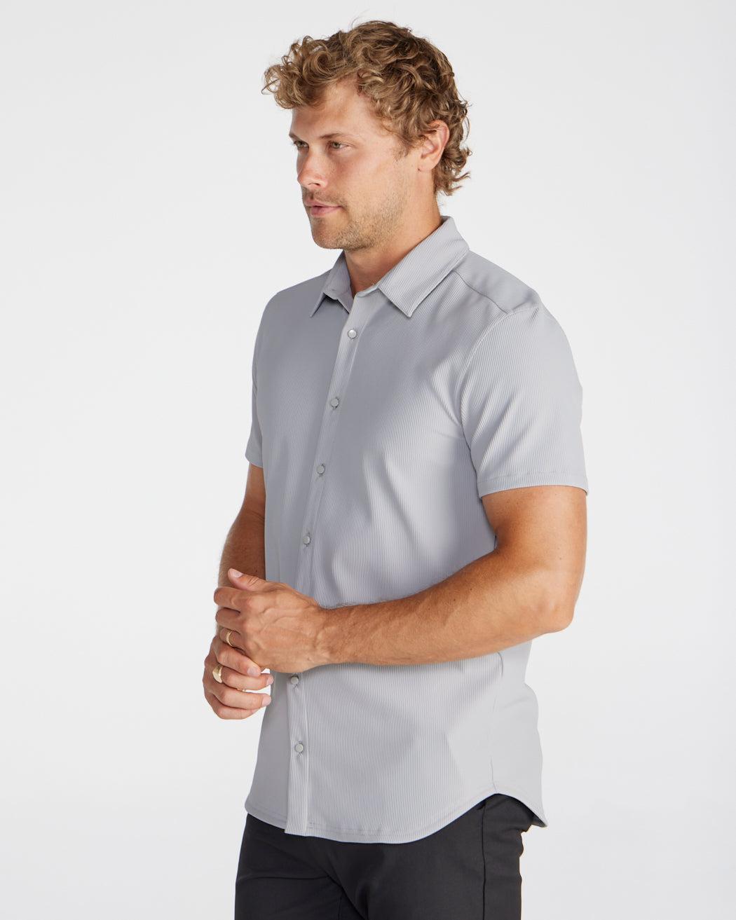 Ribbed+ Short Sleeve Button Down Product Image