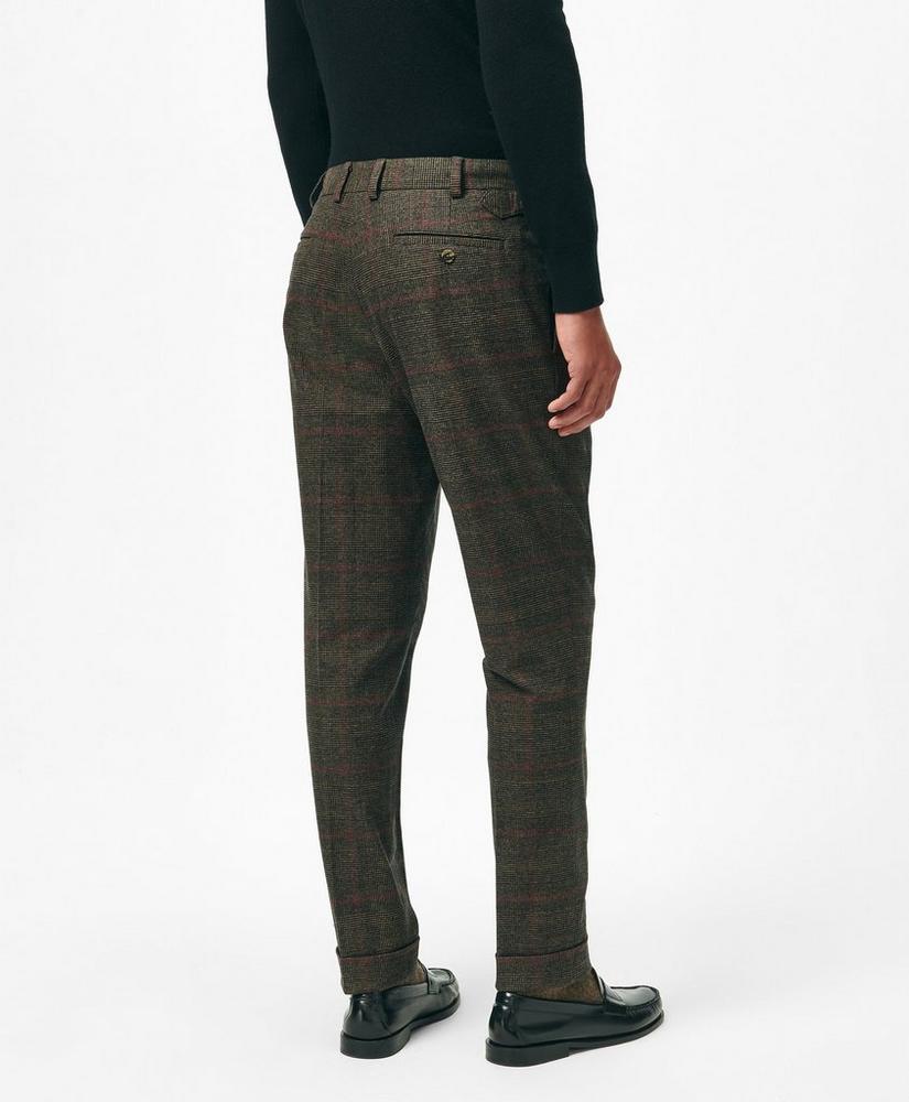 Pleated Side-Tab Pants in Check Cotton Blend Product Image