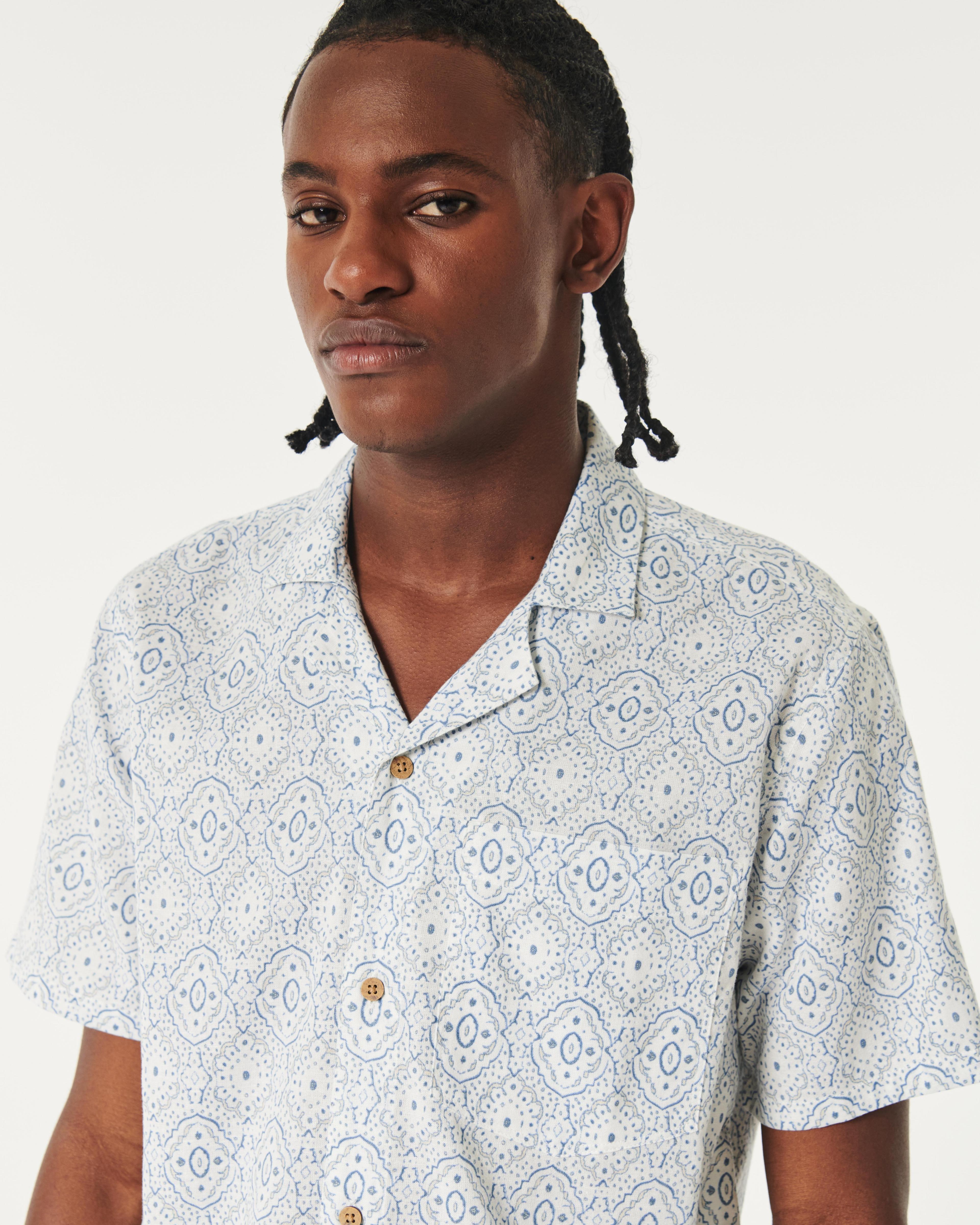 Short-Sleeve Pattern Button-Through Shirt Product Image