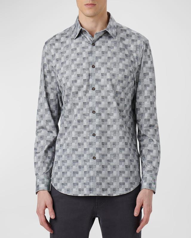 Bugatchi OoohCotton James Check Print Stretch Cotton Button-Up Shirt Product Image