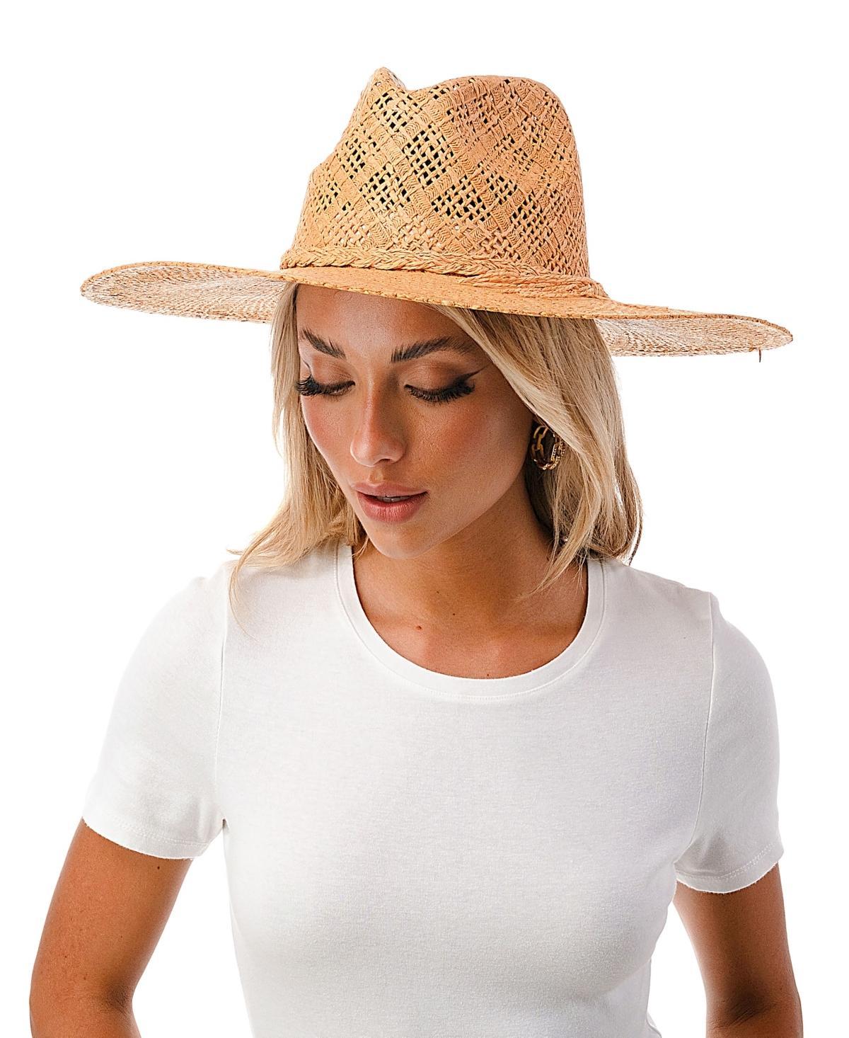 Marcus Adler Womens Wide Brim Straw Hat with Ribbon Trim product image