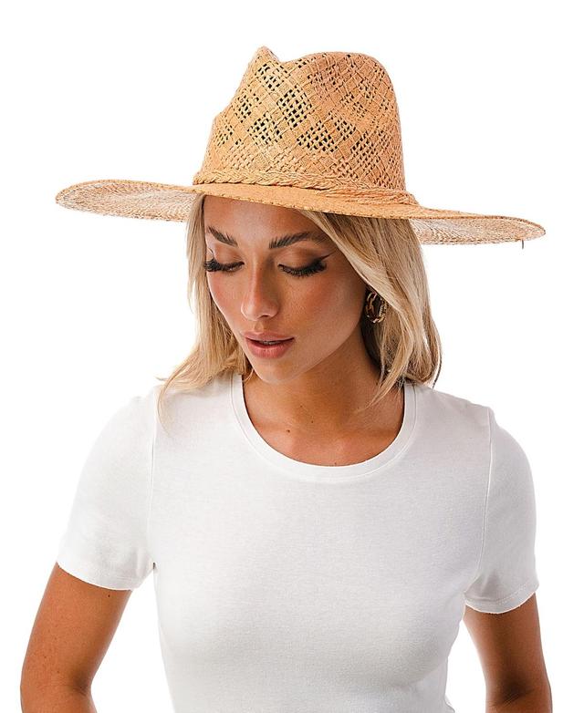 Marcus Adler Womens Wide Brim Straw Hat with Ribbon Trim Product Image