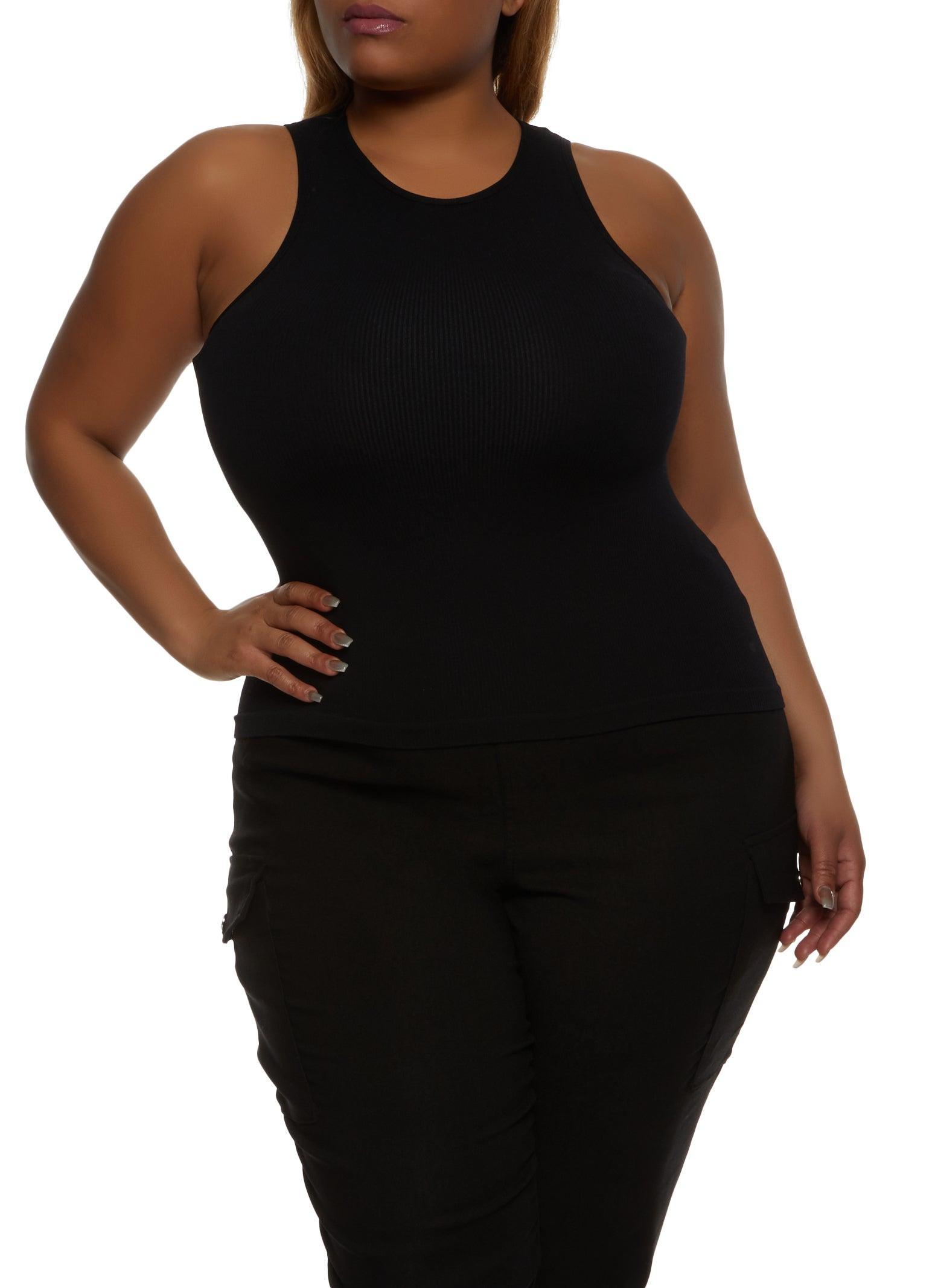 Womens Plus Size Basic Ribbed Knit Seamless Tank Top Product Image