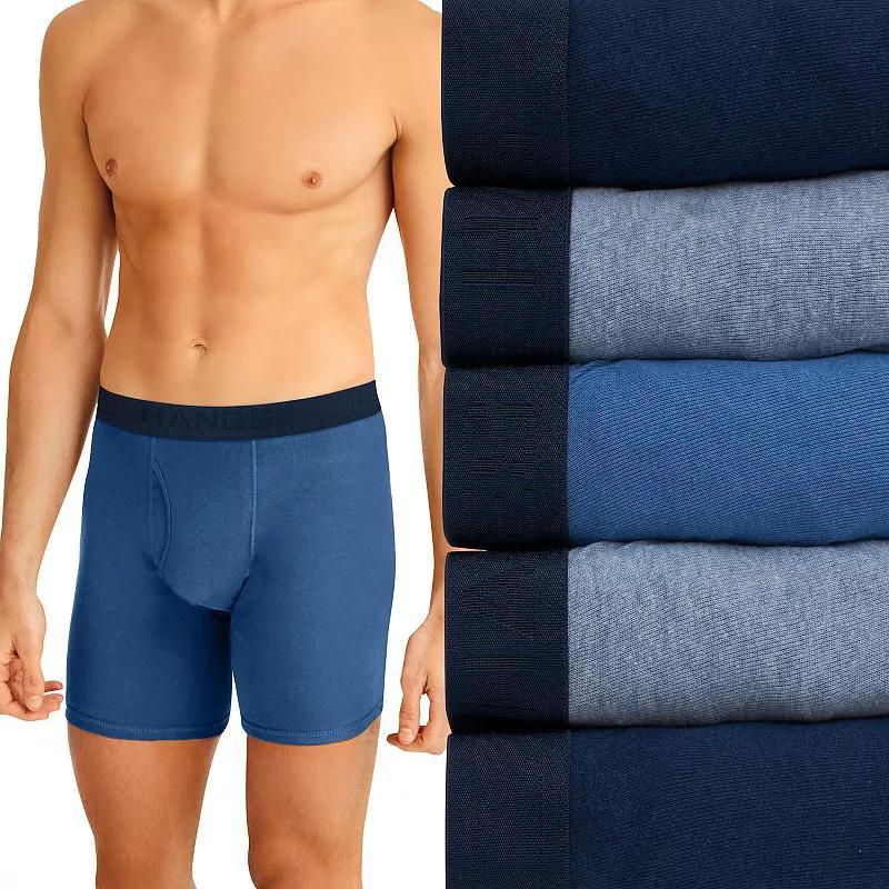 Hanes Ultimate(r) Boxer Briefs 5-Pack (Indigo Ink/Frontier Blue Pe Heather/Classic Denim) Men's Underwear Product Image