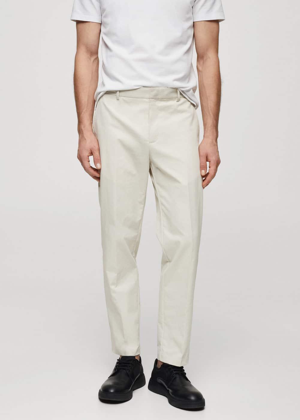 MANGO MAN - Slim fit technical fabric pants light/pastel greyMen Product Image