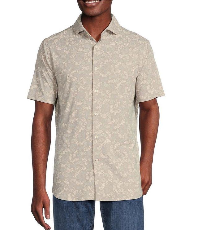 Cremieux Blue Label Paisley Cotton Interlock Short Sleeve Coatfront Shirt Product Image