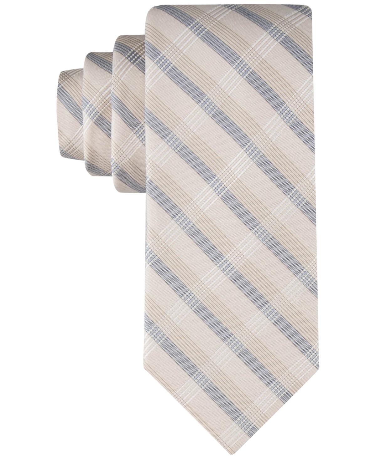 Calvin Klein Mens Creme Plaid Extra Long Tie Product Image