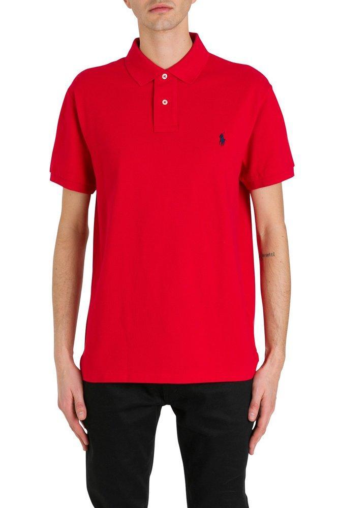 Logo Embroidered Polo Shirt In Red Product Image