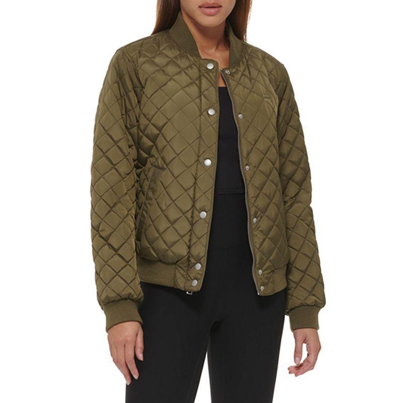 Womens Levis Diamond Quilted Bomber Jacket with Sherpa Lining Blue Product Image