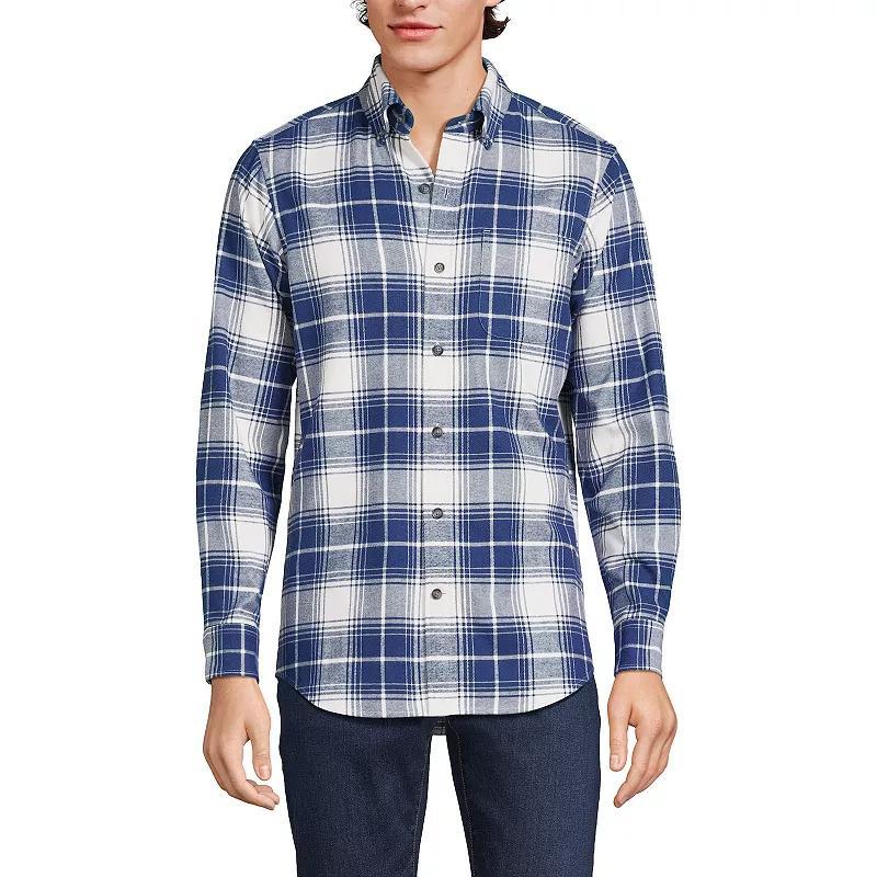 Big & Tall Lands End Tailored-Fit Flagship Flannel Shirt, Mens Balsam Green Plaid Product Image