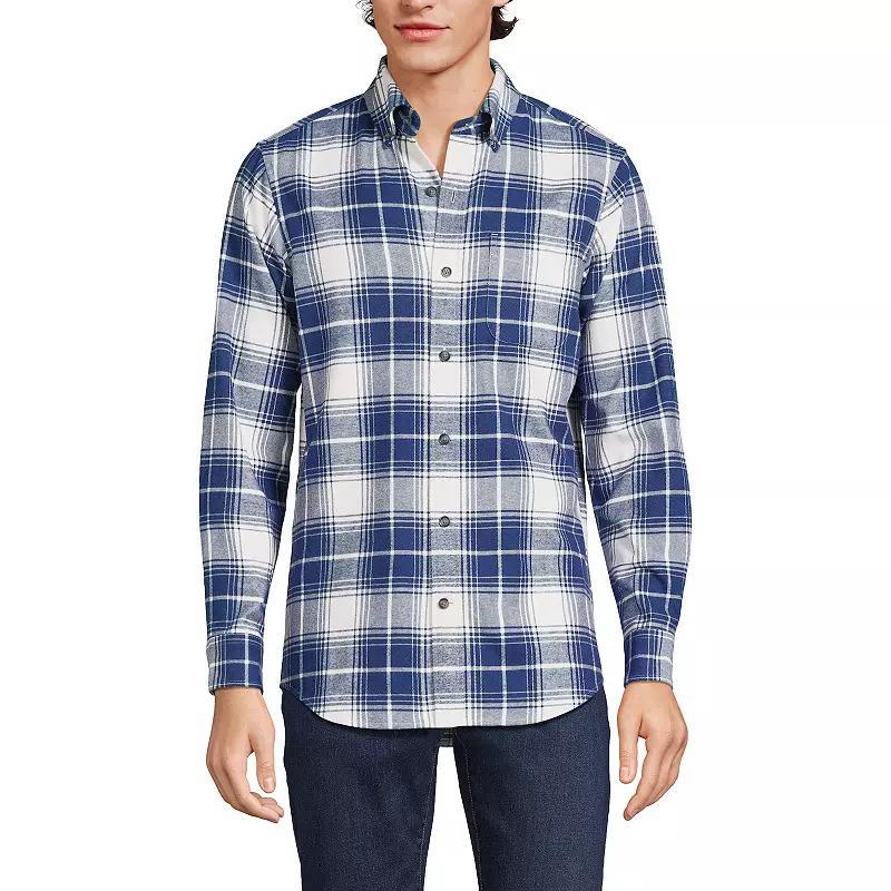 Big & Tall Lands End Tailored-Fit Flagship Flannel Shirt, Mens Balsam Green Plaid Product Image