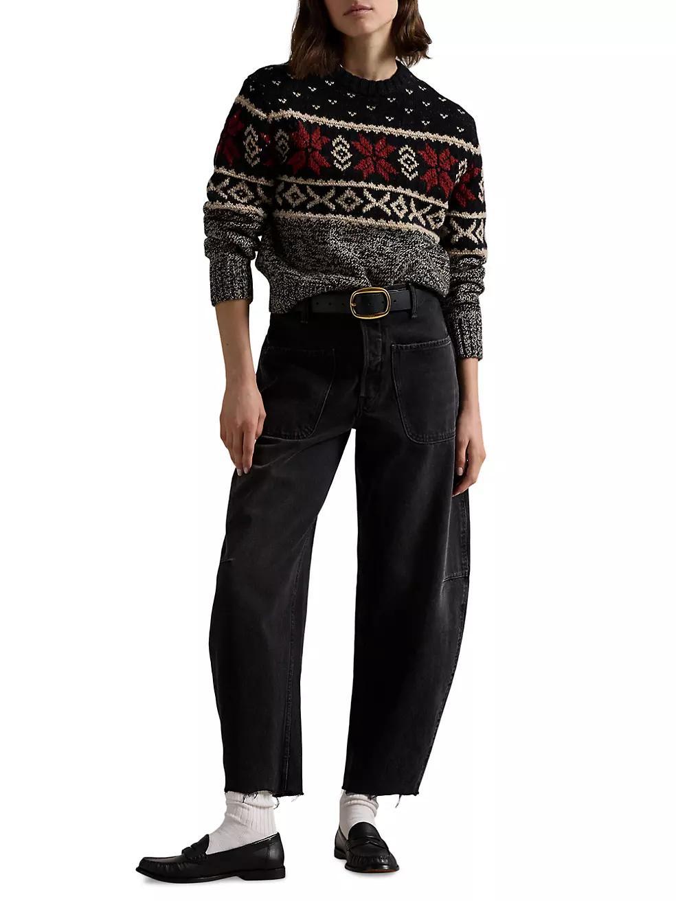 Jacquard Wool Knit Crewneck Sweater Product Image