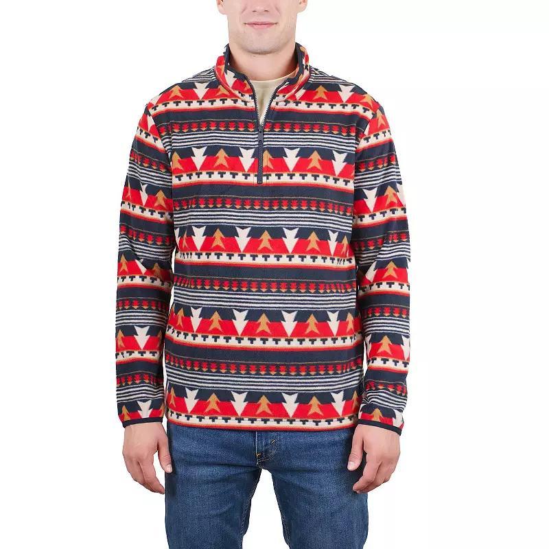 Mens Mountain and Isles 1/4 Zip Printed Polar Fleece Pullover Red Blue Navajo Product Image