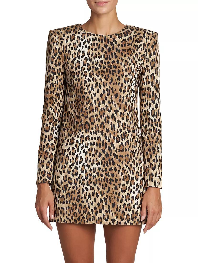 Leopard Long-Sleeve Minidress Product Image