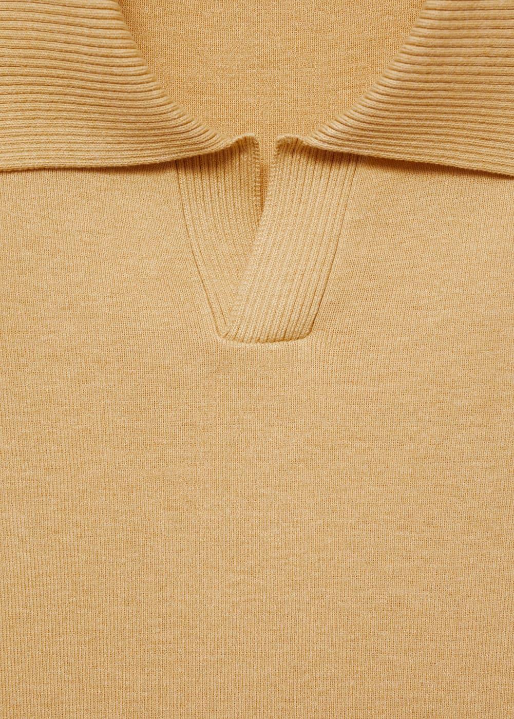 MANGO MAN - Textured knitted cotton polo shirt mustardMen Product Image