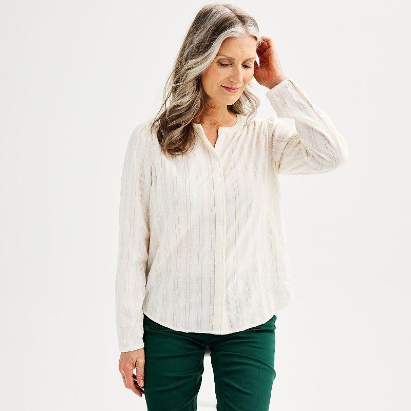 Womens Croft & Barrow Button Through Blouse Product Image