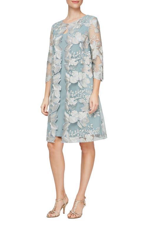 Alex Evenings Embroidered Mock Jacket Cocktail Dress Product Image