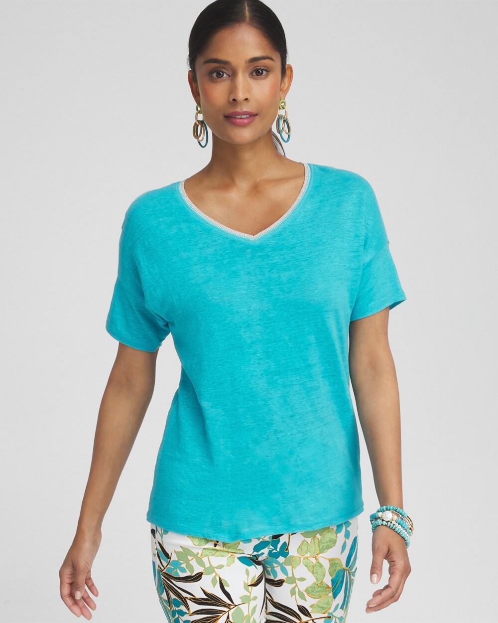 Women's Linen Sweater Trim Tee Product Image