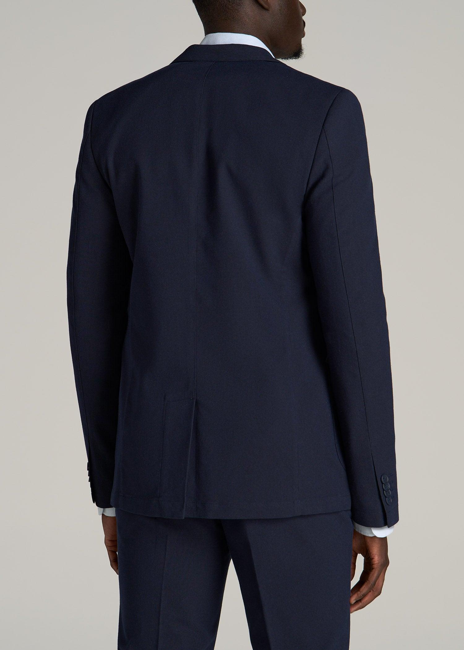 Textured Garment Washed Stretch Chino Tall Blazer in Evening Blue Male Product Image