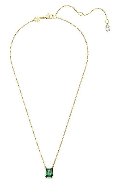 Swarovski Matrix Green Rectangle Crystal Pendant Necklace in Gold Tone, 14.96-17.72 Product Image