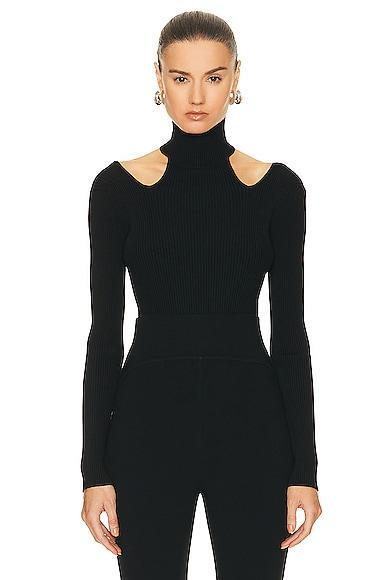 ALAA Cut Out Bodysuit Top in Black Product Image