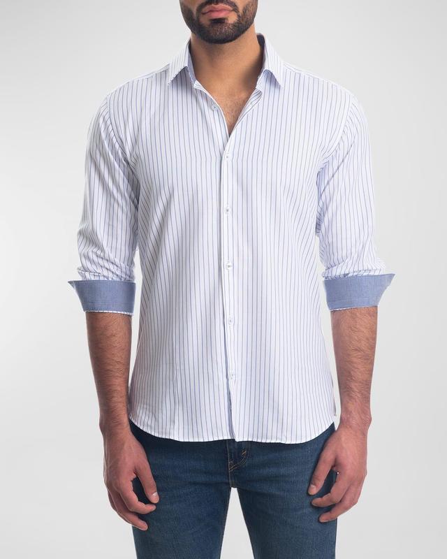 Jared Lang Mens Striped Shirt - White Blue Product Image