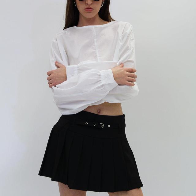 Pleated Mini Skirt in Jet Black Product Image