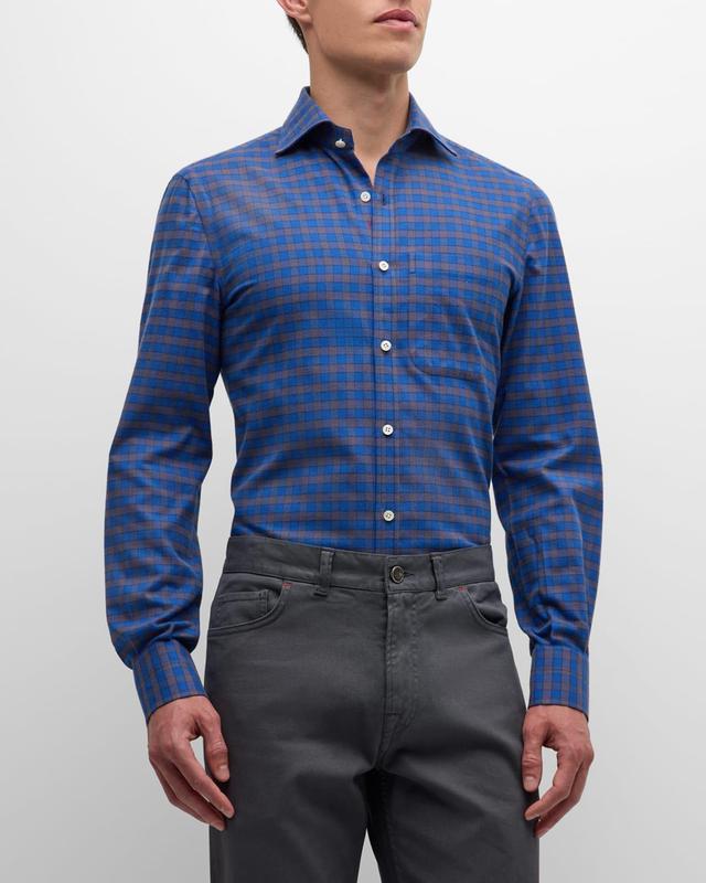 Mens Cotton Gingam Check Casual Button-Down Shirt Product Image