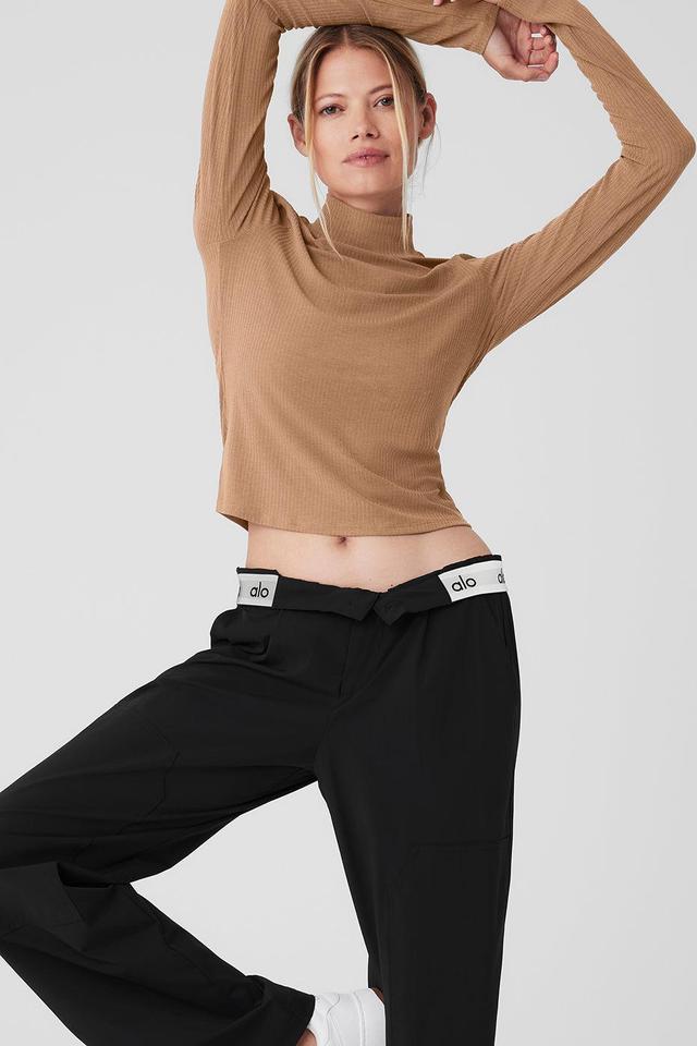 Ribbed Sea Coast Mockneck Long Sleeve - Toasted Almond Female Product Image