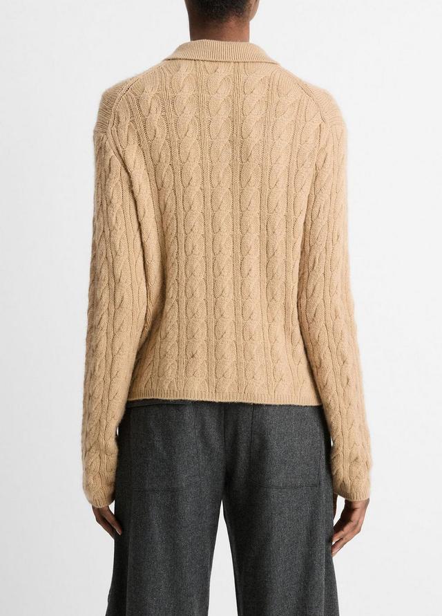 Cable-Knit Wool-Blend Polo Sweater Product Image