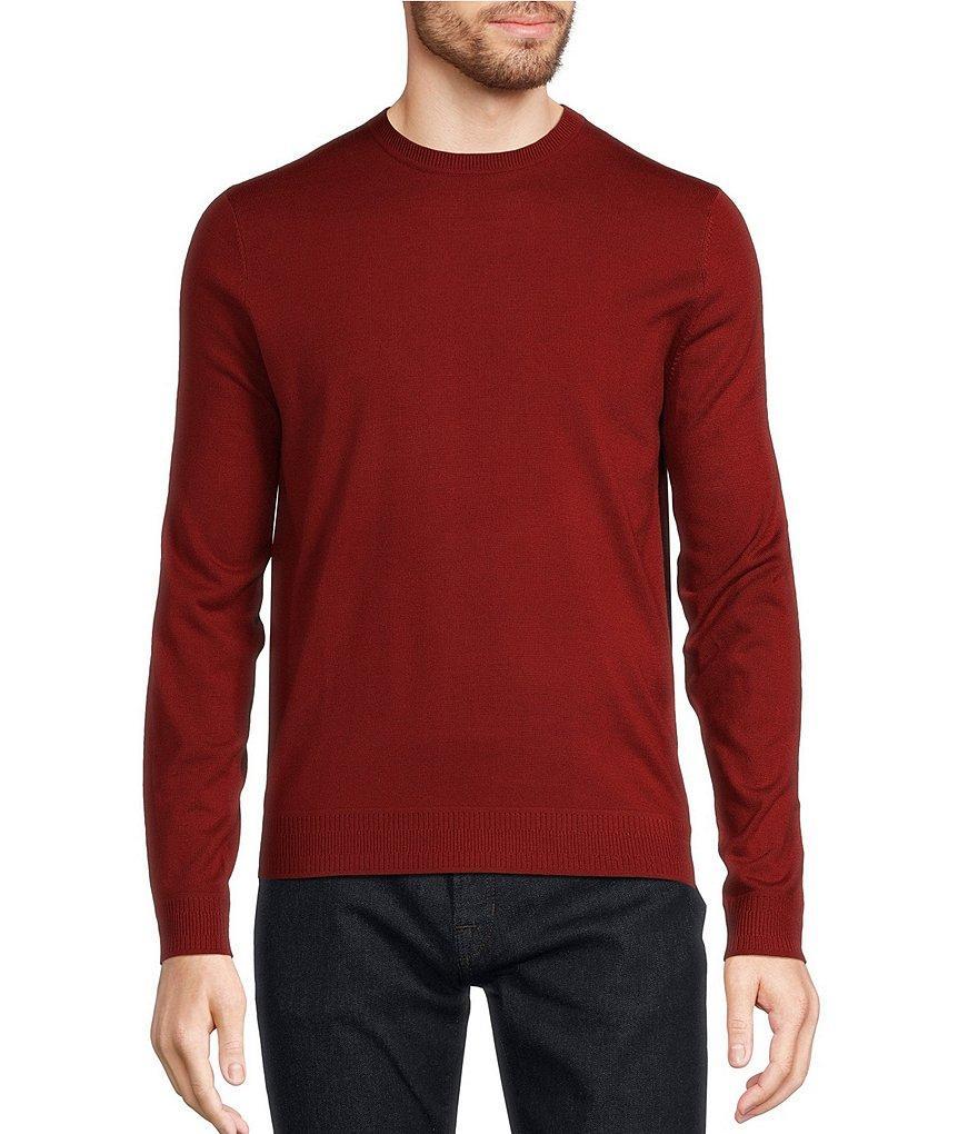 Murano Solid Performance Textured Long Sleeve Crew Neck Sweater Product Image