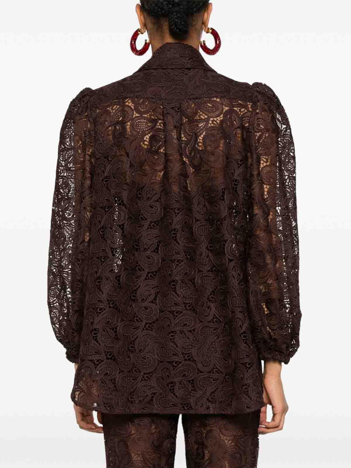 ZIMMERMANN Illustration Lace Blouse In Brown Product Image