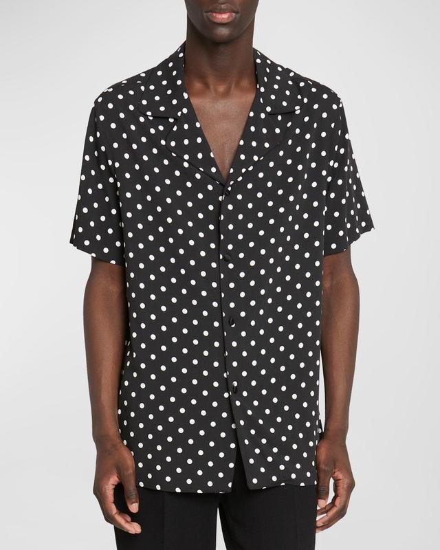 Mens Polka Dot Button-Down Pajama Shirt Product Image