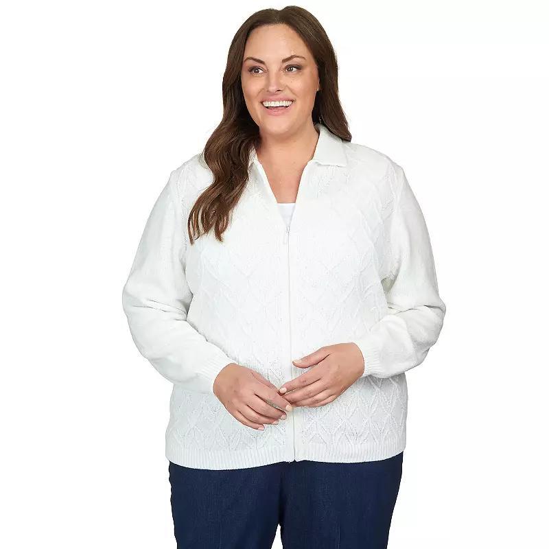 Plus Size Alfred Dunner Classic Zip-Up Cardigan, Womens Product Image