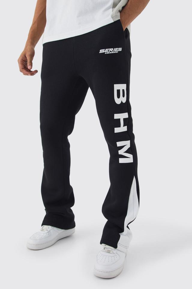 Slim Fit Moto Series Flared Stacked Gusset Sweatpants | boohooMAN USA Product Image