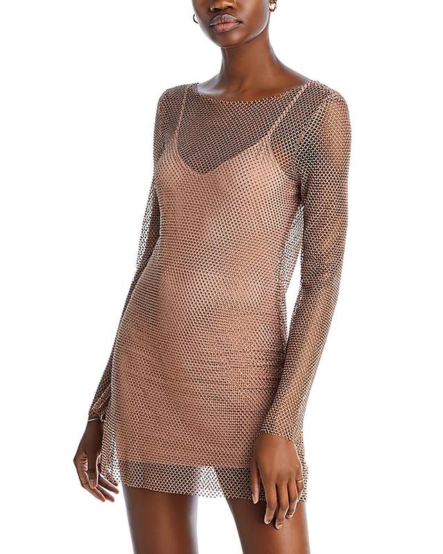 L*Space Dancing Queen Crystal Embellished Mesh Mini Dress Swim Cover-Up Product Image