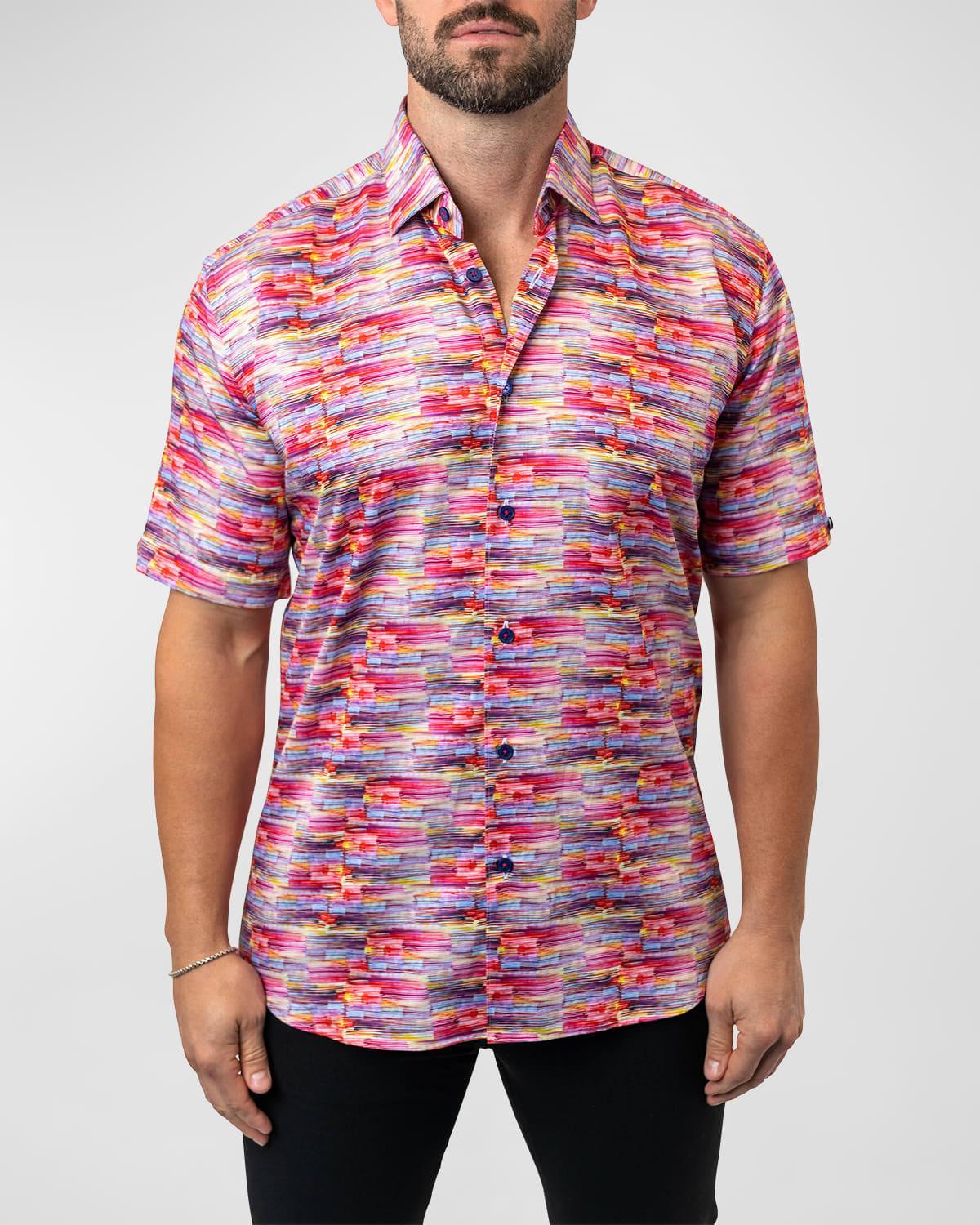 Maceoo Galileo Sunset 20 Multi Contemporary Fit Short Sleeve Button-Up Shirt Product Image