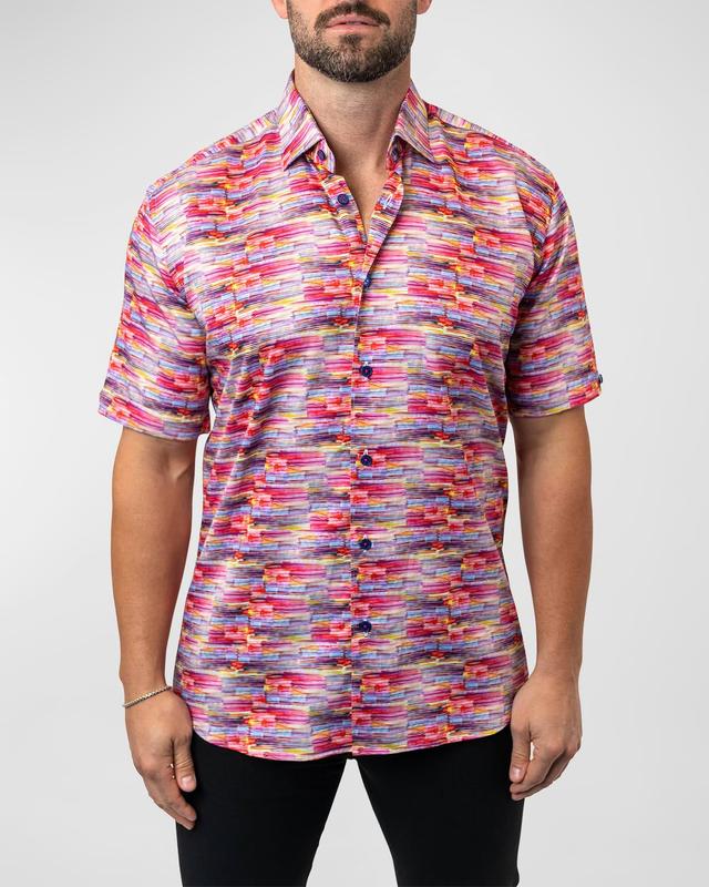 Maceoo Galileo Sunset 20 Multi Contemporary Fit Short Sleeve Button-Up Shirt Product Image