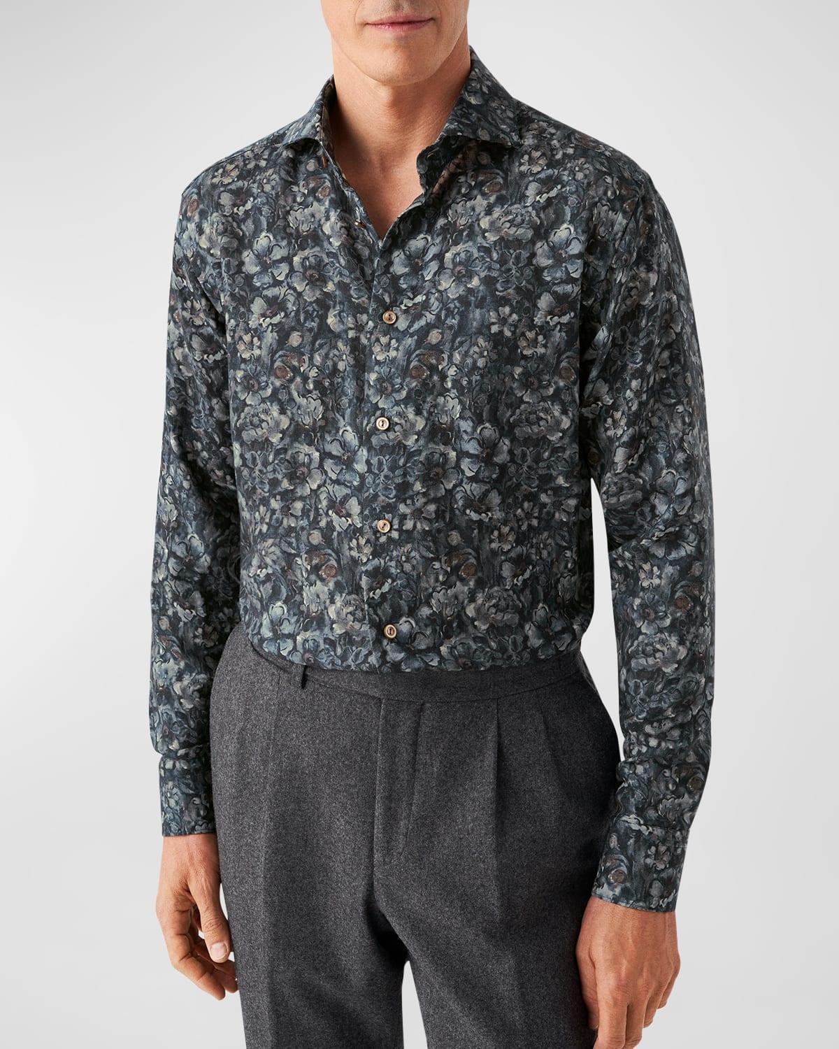 Eton Contemporary Fit Floral Print Merino Wool Dress Shirt Product Image